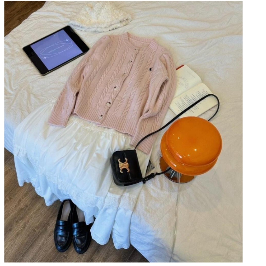 ORDER-Áo Cardigan Len Dệt Kim Cổ Tròn Dài Tay Dáng Ôm Vừa Người  Phối Thêu Ngựa Ngực Phong Cách Hàn Quốc Tối Giản | BigBuy360 - bigbuy360.vn