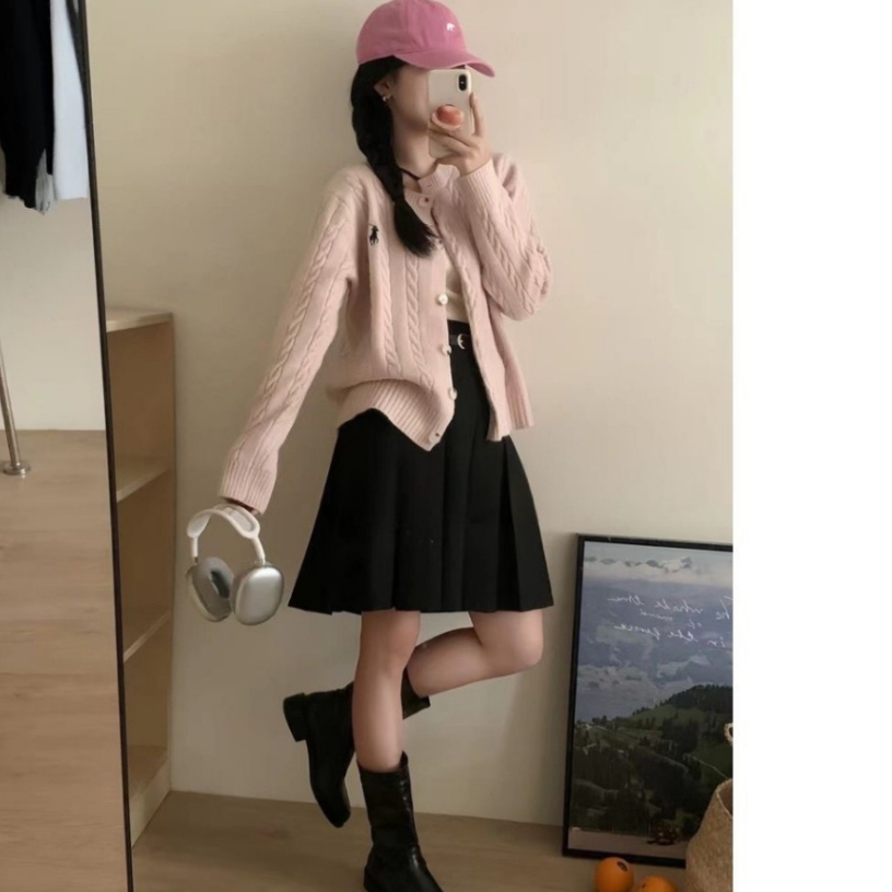 ORDER-Áo Cardigan Len Dệt Kim Cổ Tròn Dài Tay Dáng Ôm Vừa Người  Phối Thêu Ngựa Ngực Phong Cách Hàn Quốc Tối Giản | BigBuy360 - bigbuy360.vn