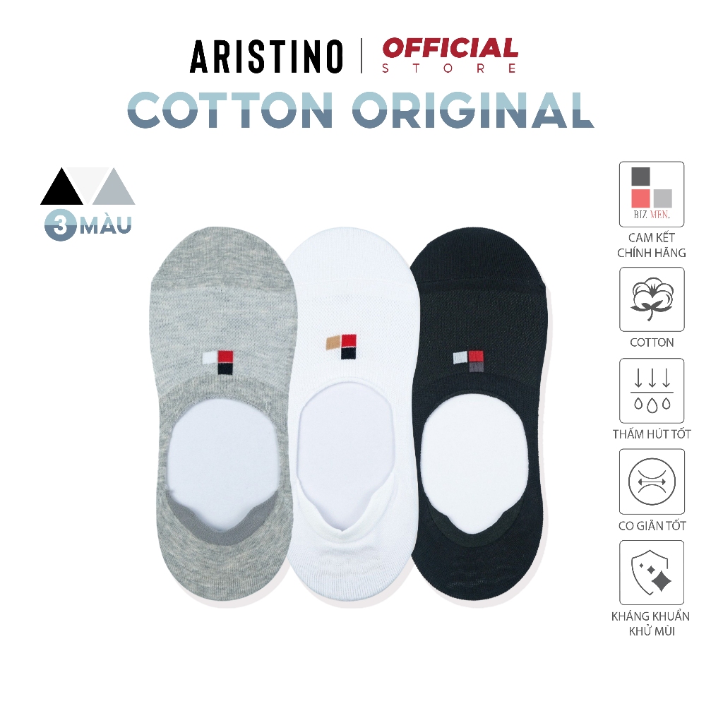 Tất, vớ lười nam ARISTINO Bizmen cotton cổ thuyền có silicol chống trượt gót…