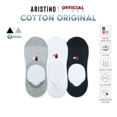 Tất, vớ lười nam ARISTINO Bizmen cotton cổ thuyền có silicol chống trượt gót thoáng khí - CO08