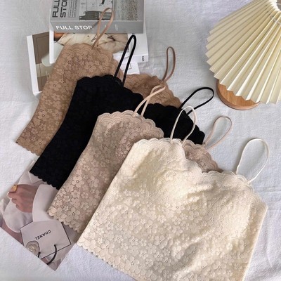 Áo bra 2 dây 11601  họa tiết ren hoa nhí, dáng croptop có đệm mút kiểu dễ mix đ