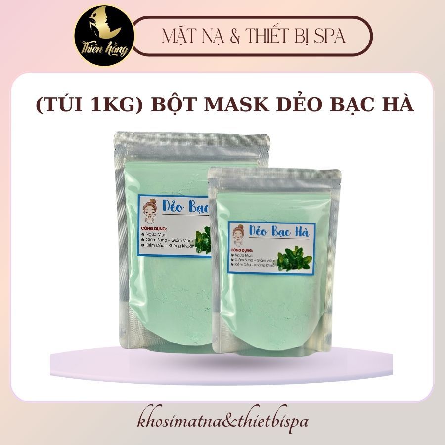 [Túi 500gr/1kg] Bột Mặt Nạ Dẻo Bạc Hà Cao Cấp Cho Spa - Bột Đắp Mặt Bạc Hà Kiềm Dầu Giảm Mụn