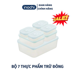 Set 7 hộp nhựa đựng thực phẩm trữ đông inochi, hộp đựng đồ ăn chữ nhật Hokkaido (4 hộp 290ml -2 hộp 900ml -1 hộp 3600ml)