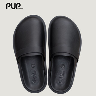 Dép Sục Da Nam Nữ Màu Kem + Đen, Chất Liệu Da Bò Thương hiệu Pup Sandal