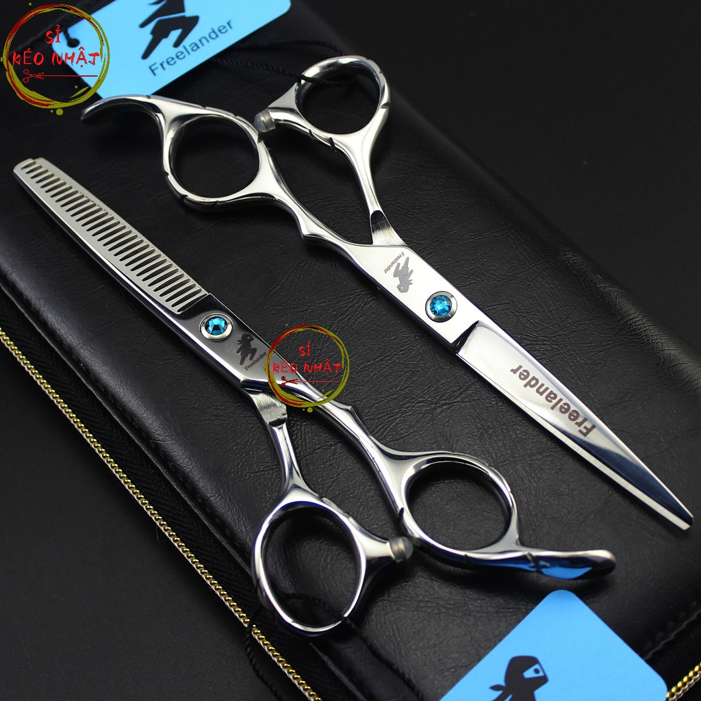 Bộ kéo cắt tóc Freelander Nhật Bản cao cấp MS08 [Mua 1 bộ kéo tặng kèm ví da+2 lược toni&guy+chỉnh kéo]