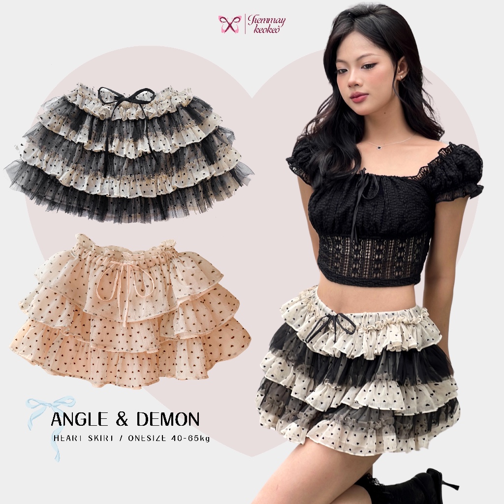 Chân váy ngắn xếp ly y2k công chúa coquette bồng xoè chân váy trắng nhún bèo nhiều tầng nơ cao cấp