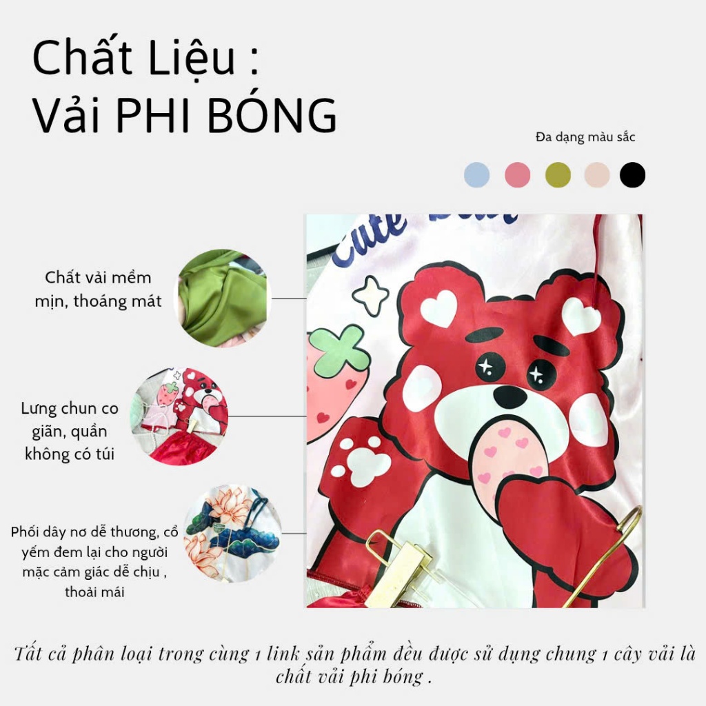 Đồ ngủ sexy 2 dây, bộ ngủ lụa phi, set đồ mặc nhà yếm in họa tiết 3D gợi cảm CARY | BigBuy360 - bigbuy360.vn