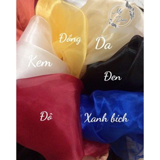 [Bảng màu 2] Vải voan cát kiếng khổ 1m5 - Loại bóng đẹp (Chuyên dùng may Scrunchies, Hoa vải,..)Chất hơi cứng, đơ đơ nhẹ