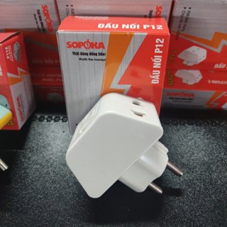  Phích chia điện 1 ra 3 Sopoka  đầu nối chia điện kiểu F  Schuko - ổ chia điện Hàn Quốc P12 