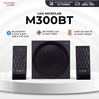 Loa Vi Tính Bluetooth Bass Mạnh MICROLAB M300BT 2.1, 38W, (AUX/USB/Thẻ SD/FM) tuỳ chọn- Hàng Chính Hãng