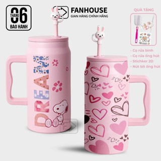Ly giữ nhiệt Snoopy 1500ml cốc nước giữ nhiệt thể thao inox 304 Fan House tặng nút bịt ống hút