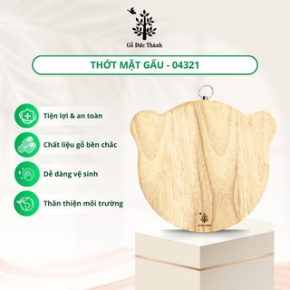 Thớt gỗ hình mặt gấu, có khoen treo | Gỗ Đức Thành 04321 | Đạt chứng nhận vệ sinh an toàn thực phẩm