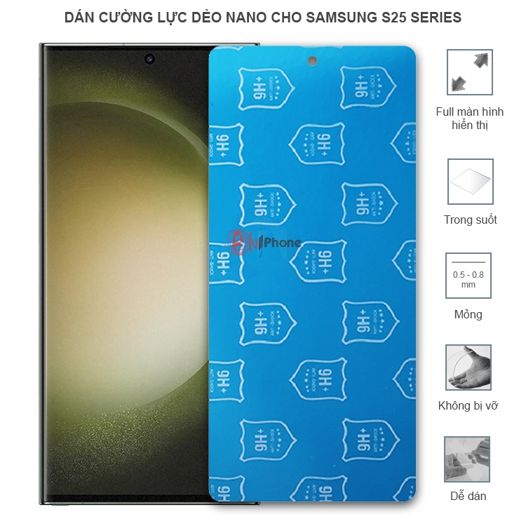 Dán cường lực dẻo nano trong hoặc nhám cho Samsung Galaxy S25 5G/ S25+ 5G/ S25 Ultra 5G