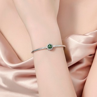 Hạt charm xỏ DIY PNJSilver hình cỏ 4 lá 00XMW060001