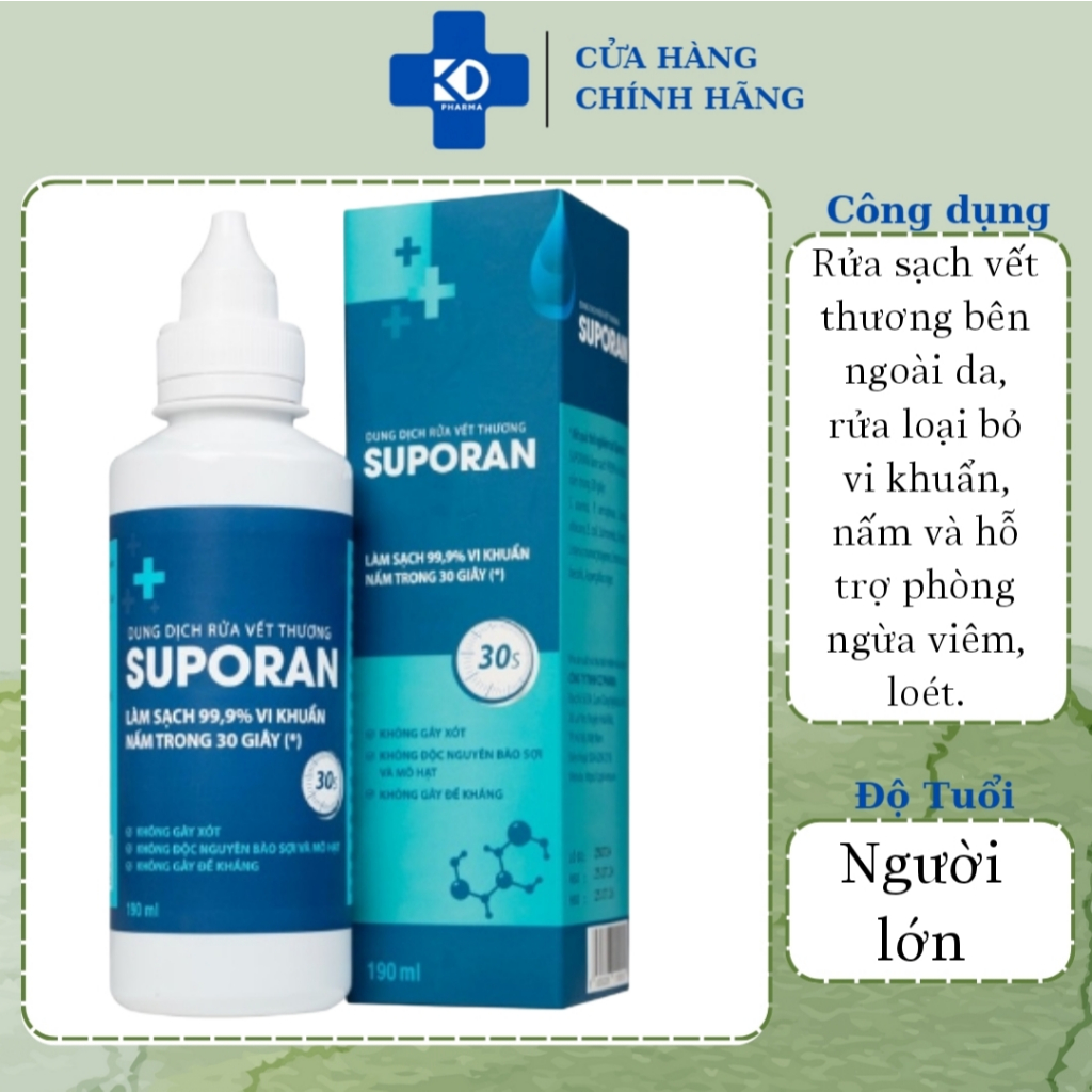 Dung dịch rửa vết thương Suporan 190ml CZ Pharma rửa sạch vết thương bên ngoài da