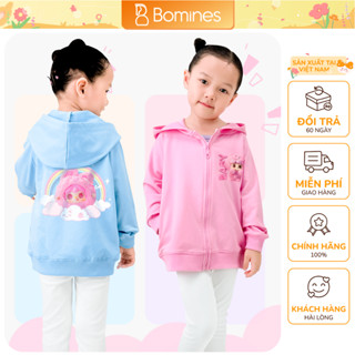 Áo khoác bé gái Babythree Capybara Qkid Yooki BOMINES, chất da cá cotton cho bé từ 3 -12 tuổi khoảng 12 - 44kg AKBGBB3CV