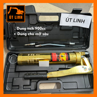 Bơm mỡ cầm tay 2 ty xilanh piston 900cc dùng mỡ con sâu (hàng hộp cao cấp)