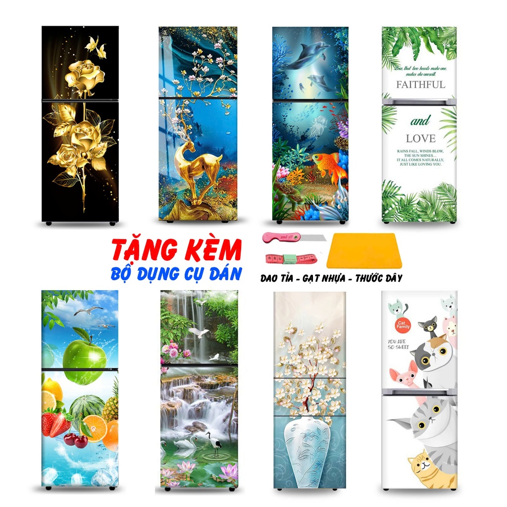 Decal dán tủ lạnh đẹp chất lượng, giá tốt, đa dạng chủng loại chất liệu decal chống nước siêu bền
