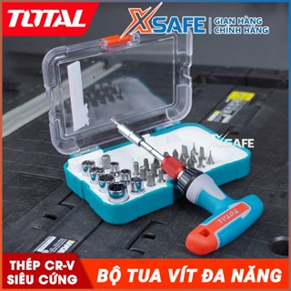 Bộ tua vít đa năng 31 chi tiết tay cầm chữ T TOTAL đóng mở 2 chiều, bộ tuốc nơ vít bake, dẹp, đầu sao, kèm đầu tuýp CR-V