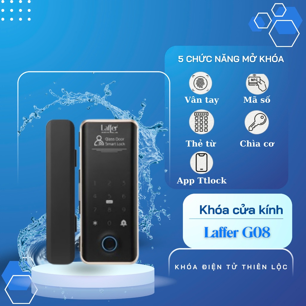 KHÓA VÂN TAY CỬA KÍNH BẢN LỀ SÀN LAFFER G08