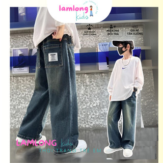  Quần Jeans ống rộng cho bé trai quần bò ống suông từ 13 - 45kg in chữ cá tính co giãn nhẹ QD51 