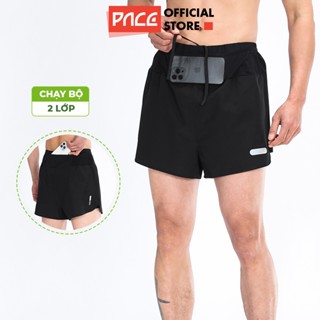 Quần thể thao 2 lớp chạy bộ nam PACE ADV 5 túi đa năng, quần thể thao nam thoáng khí, quần short đùi nhanh khô đen Q6
