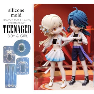  TEENAGER  BOY & GIRL Khuôn silicon trong dẻo nặn tượng đất sét fondant hình búp bê trẻ em bé gái nữ giới 