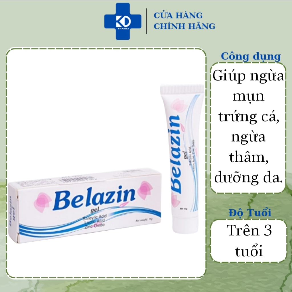 Gel Belazin hỗ trợ ngừa mụn trứng cá, ngừa thâm, dưỡng da (15g)