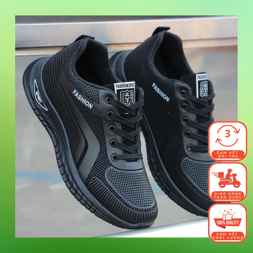 Giày Thể Thao Nam Đen Phong Cách Mới Siêu Hót Shoes Sneaker Đế Bằng -GN02 Đen