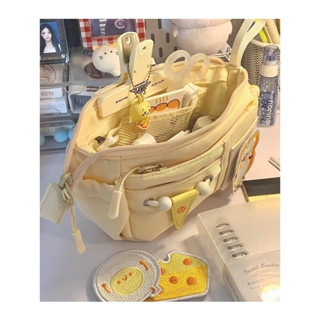 Hộp Bút Thêu Hình Bánh Mì Phô Mai - Dung Tích Lớn, Nhiều Ngăn, Phong Cách Hàn Quốc, Phù Hợp Học Sinh & Sinh Viên.