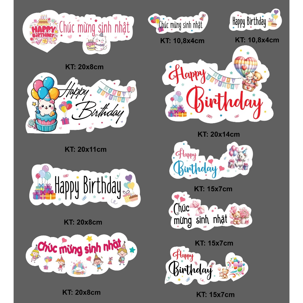 Banner Chúc Mừng SINH NHẬT ,Happy birthday,trang trí bánh kem,giỏ quà...
