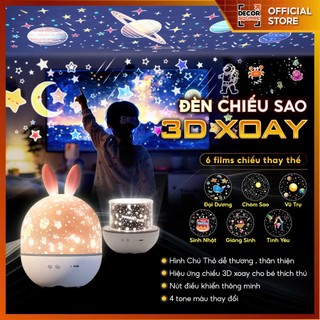  Đèn Ngủ Chiếu Sao 3D Có Nhạc – Xoay 360° | Sạc + Remote + Combo 6 Phim – Mẫu Cao Cấp 