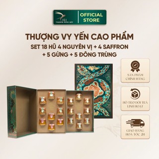 Set Quà Cao Phẩm 18 Hũ Yến Sào Chưng Sẵn 65G CiCi Thượng Đỉnh Yến Yên Tươi Nguyên Chất Yến Sào Khánh Hòa Sợi Thật 100%