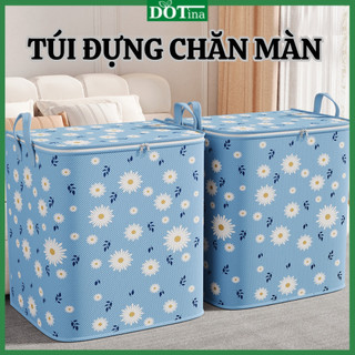 Túi đựng quần áo chăn màn ga gối đệm size to gấp gọn nắp có khóa kéo quai cầm tiện lợi Dotina TDQA01