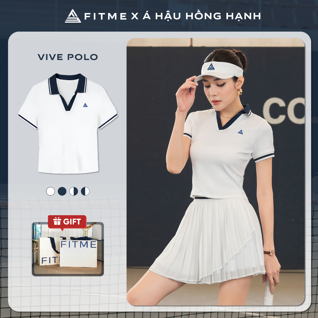 Áo polo tennis pickleball nữ Fitme VIVE ES chất liệu thoáng khí kháng khuẩn chống mùi APSP01 | BigBuy360 - bigbuy360.vn