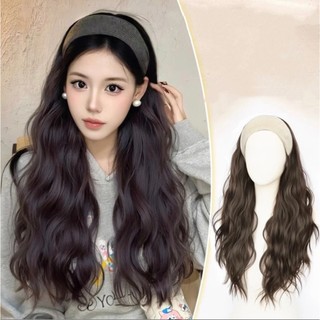 (TẶNG LƯỚI) Tóc giả nữ nguyên đầu kèm băng đô cao cấp dài 60cm - CÀI XÁM BE
