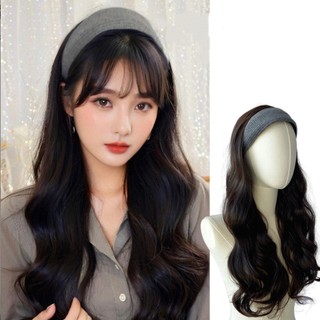 (TẶNG LƯỚI) Tóc giả nữ nguyên đầu kèm băng đô cao cấp dài 60cm - CÀI XÁM BE