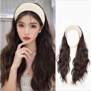 (TẶNG LƯỚI) Tóc giả nữ nguyên đầu kèm băng đô cao cấp dài 60cm - CÀI XÁM BE