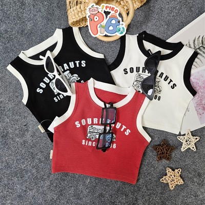 Áo Croptop Sát Nách CRSN01 Lé Màu Hình In Chữ Cho Bé Gái Cực Sành Điệu BabyBoo - Pibo Store