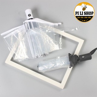  Ô dù trong suốt che mưa gấp gọn cán nhựa cao cấp nút bấm linh hoat 