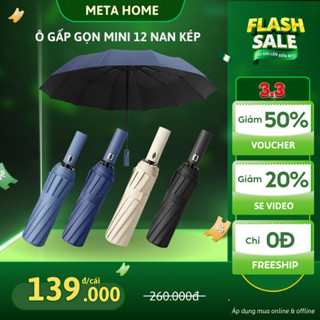 Ô Gấp Gọn Tự Động 12 Nan Kép, Ô Dù Che Nắng Mưa Loại Mini Chống Tia UV Tự Động Đóng Mở