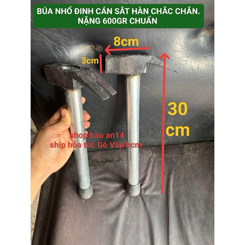 BÚA NHỔ ĐINH CÁN HÀN NẶNG 600G-CHUẨN-BÚA 2 ĐẦU SẮT NGUYÊN KHỐI HÌNH THẬT
