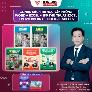 Combo 5 Sách Excel - Word - PowerPoint - Google Sheet - 150 Thủ Thuật Excel ĐÀO TẠO TIN HỌC Kèm Khóa Học Online