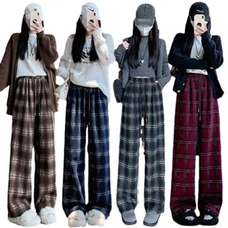 Quần nỉ kẻ Sọc Caro Ống Rộng Nam Nữ MIAA  Vải Dạ Nhung Dầy Dặn, Quần nỉ kẻ suông ống rộng Cá Tính Thời Trang