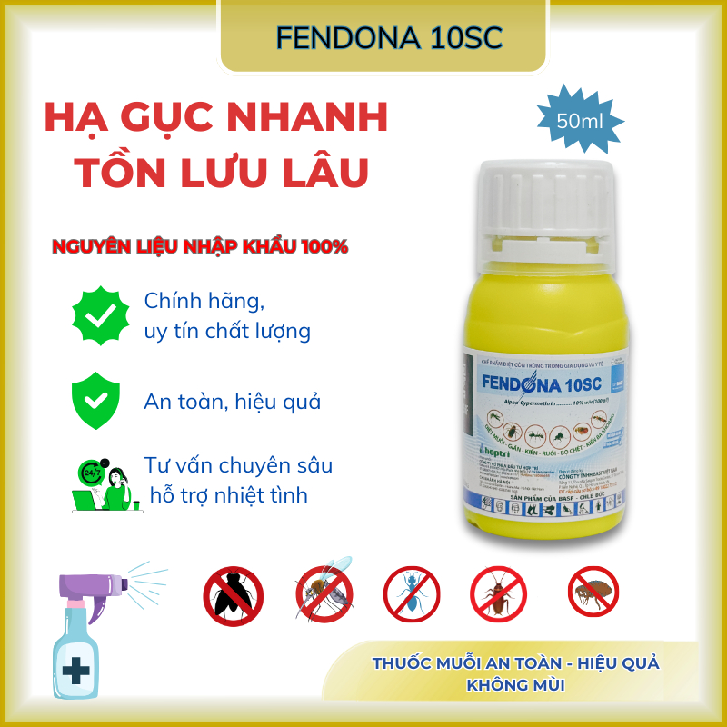 Thuốc diệt muỗi Fendona 10SC lọ 50ml, dung dịch diệt côn trùng Fendona BASF Thụy Sĩ ( chính hãng)