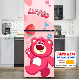 Decal gấu dâu 1  dễ thương dán tủ lạnh - máy giặt - máy lạnh chất liệu decal chống thấm nước, không bay màu( DÂU 1(14)