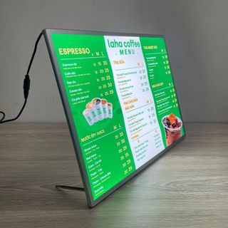 Bảng LED Quảng Cáo Menu A3 Để Bàn, Mặt Kính Cường Lực, Thay Menu Nhanh Chóng | Tân Hải Thái