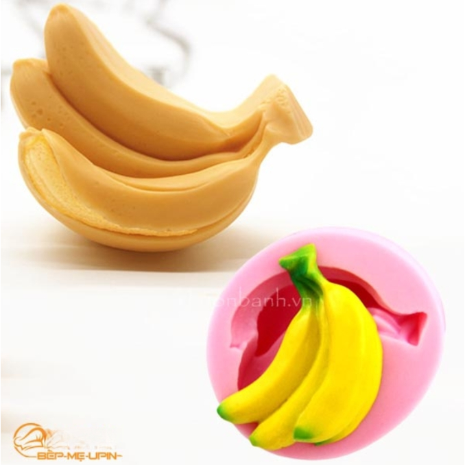 Khuôn silicon 4 quả chuối size nhỏ và to làm bánh đậu xanh rau câu bánh nướng nến sáp