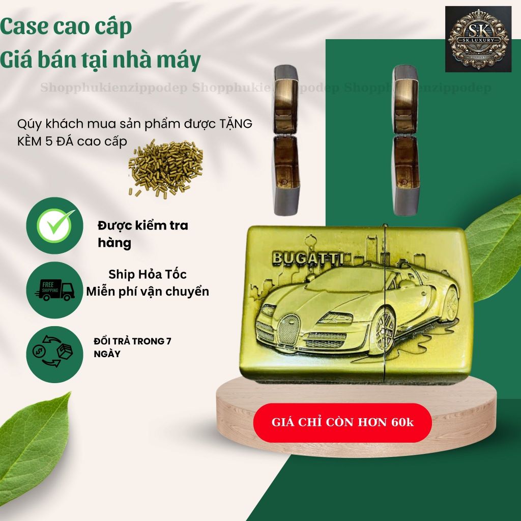 Case Zippo độc lạ, mẫu VỎ ĐỒNG cao cấp ,  tặng 5 đá zippo (YOTO2)
