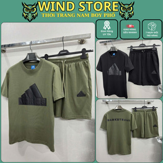 Bộ Quần Áo Nam A Di Đát Họa Tiết In LoGo Nổi Siêu Đẹp - Bộ Hè Nam Hoodie Chất Cotton Dày Dặn Cao Cấp